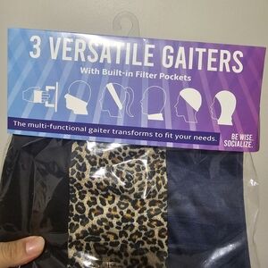 Leopard and Black Versatile Gaiters with Built-in Filter Pockets